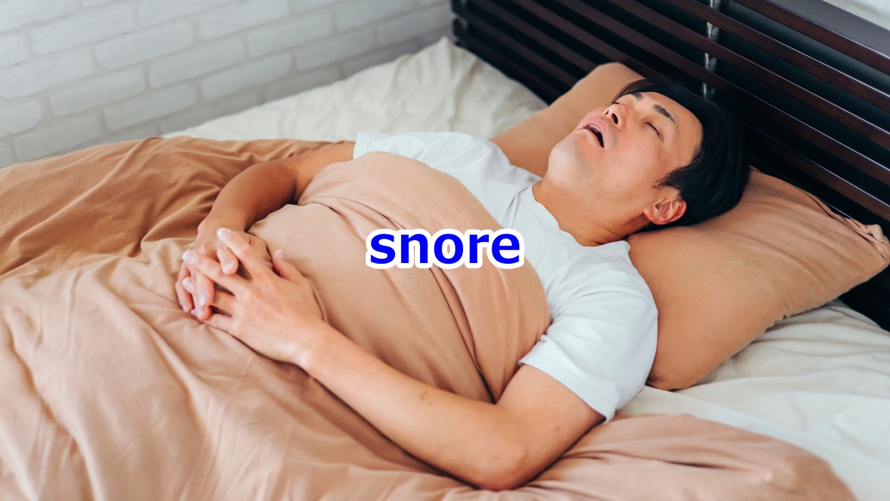 snore いびきをかく；いびき、[比喩] 退屈な物・人