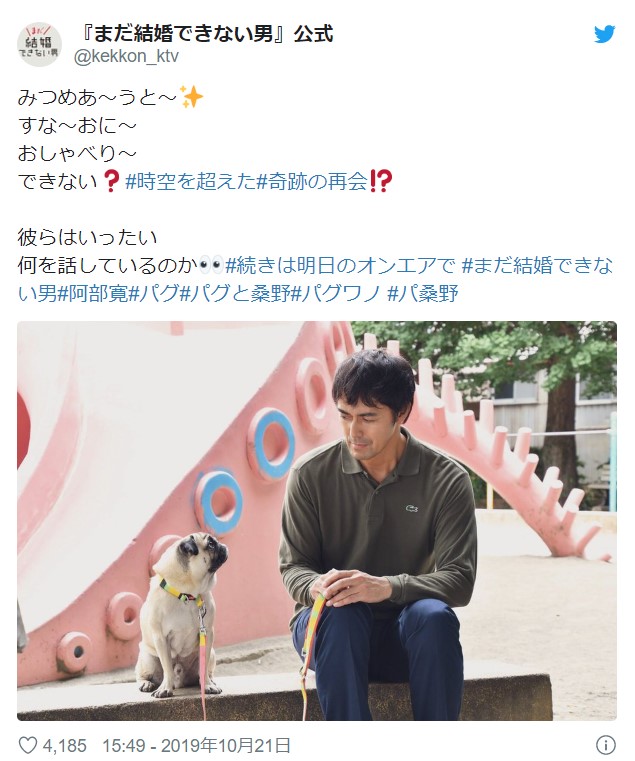 【結婚できない男】第3話はタツオ（パグ犬）の登場でツイッターが祭り状態に！桑野の“仕事に関する名言”に胸を打たれる人も…